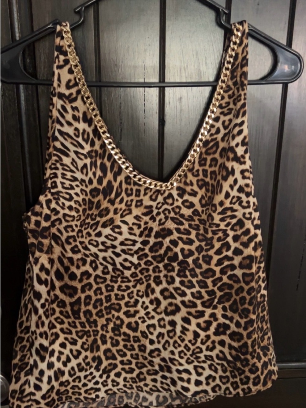 Women's Leopard Print Chain-Trim Cami - Brown